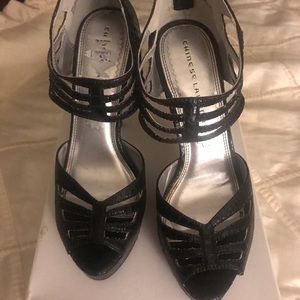 Black strappy high heels